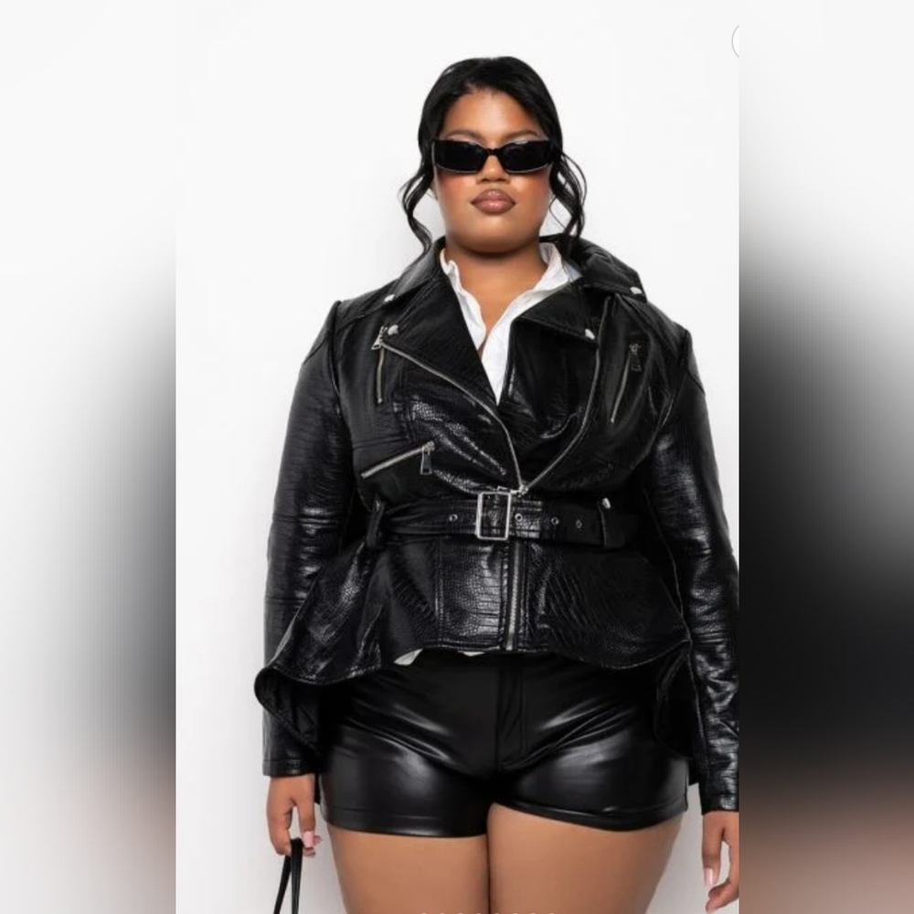 Akira Black Peplum Moto Jacket